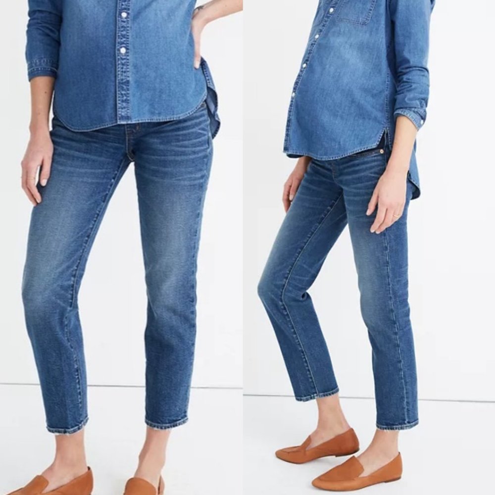 Madewell Indigo Maternity Classic Straight Leg Cropped Jeans Size 29